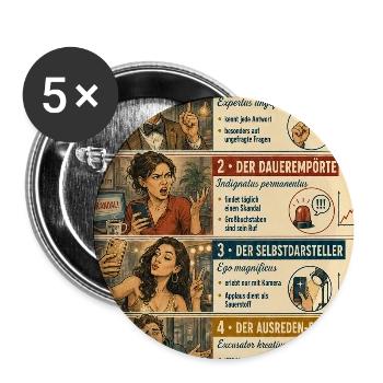 5 Arten auf dem Vormarsch - Buttons mittel 32 mm (5er Pack) - Weiß - Vorne