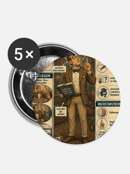 Der Besserwisser – ungefragt kompetent - Buttons mittel 32 mm (5er Pack) - Weiß