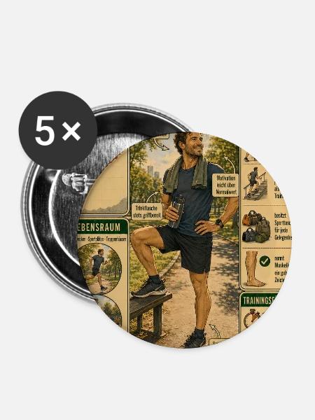 Der Sportler – Immer in Bewegung - Buttons mittel 32 mm (5er Pack) - Weiß