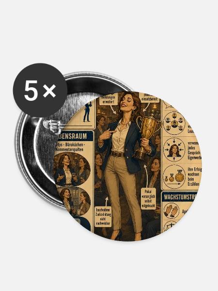 Die Angeberin – Eigenwerbung inklusive - Buttons mittel 32 mm (5er Pack) - Weiß