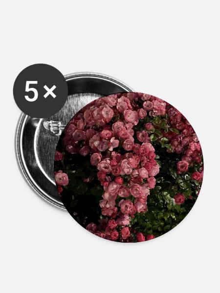 Rosenblüte im Garten - Buttons mittel 32 mm (5er Pack) - Weiß