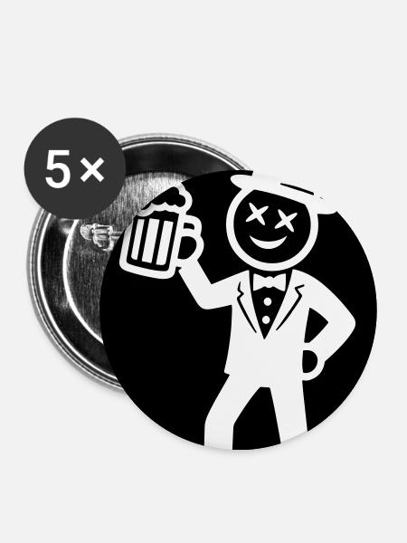 Team Groom Bräutigam - Buttons mittel 32 mm (5er Pack) - Weiß