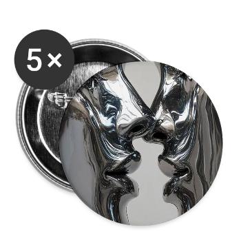 Silberne Kussfiguren - Buttons mittel 32 mm (5er Pack) - Weiß - Vorne