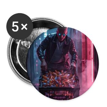 Neon Alley Rebell mit Flaschenkorb - Buttons mittel 32 mm (5er Pack) - Weiß - Vorne