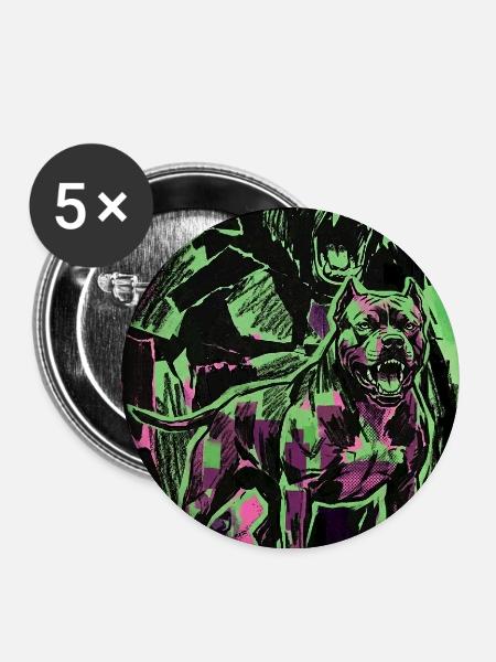 Primal Pitbull Konfrontation - Buttons mittel 32 mm (5er Pack) - Weiß