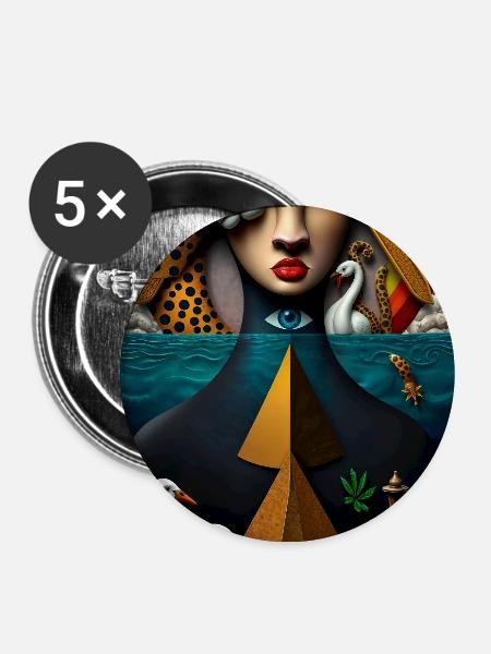 3D-Träume - Buttons mittel 32 mm (5er Pack) - Weiß