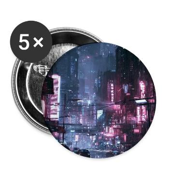 Neonregen-Stadt Neonlicht - Buttons mittel 32 mm (5er Pack) - Weiß - Vorne