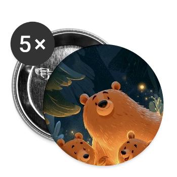 Lagerfeuer Bärenfreundschaft - Buttons mittel 32 mm (5er Pack) - Weiß - Vorne