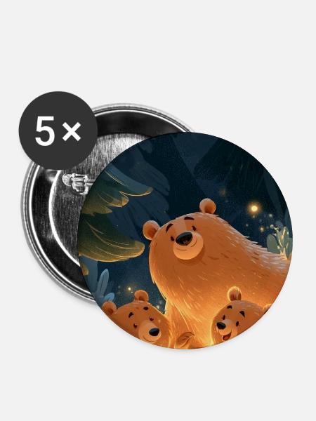 Lagerfeuer Bärenfreundschaft - Buttons mittel 32 mm (5er Pack) - Weiß