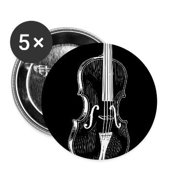 Schwarze Violine Silhouette - Buttons mittel 32 mm (5er Pack) - Weiß - Vorne