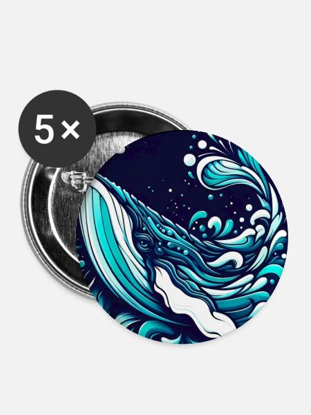 Wal - Buttons mittel 32 mm (5er Pack) - Weiß