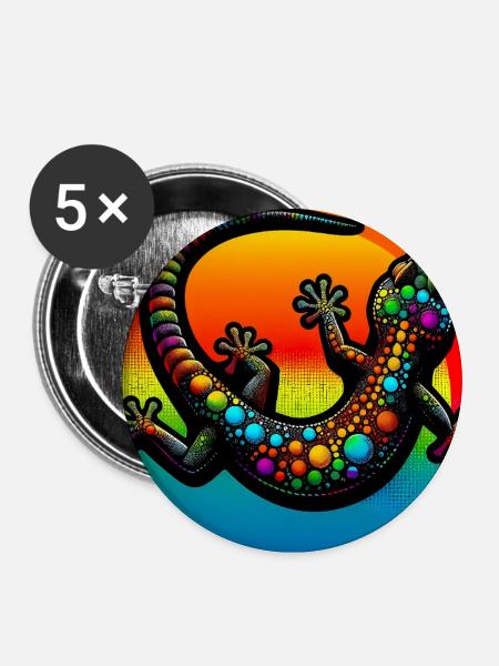 Gecko - Buttons mittel 32 mm (5er Pack) - Weiß