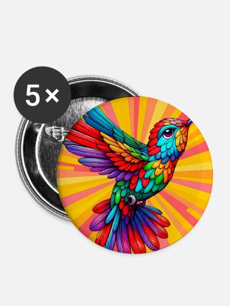 Kolibri - Buttons mittel 32 mm (5er Pack) - Weiß