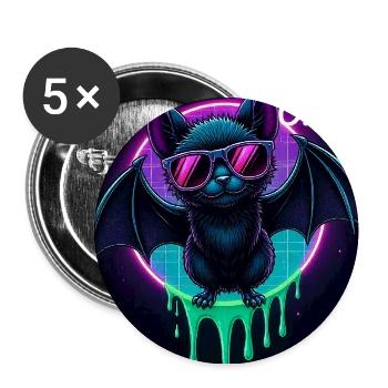 Neon Bat - Buttons medium 1.26"/32 mm (5-pack) - white - Front