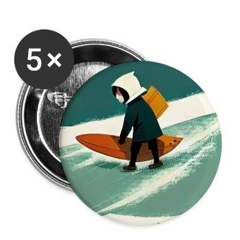 Surfeur Solitaire en Tempête - Lot de 5 moyens badges (32 mm) - blanc - Devant