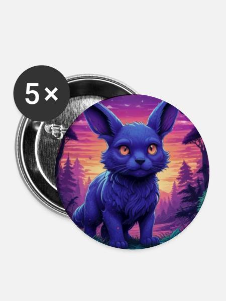 Neon Fuchs im Abendwald - Buttons mittel 32 mm (5er Pack) - Weiß