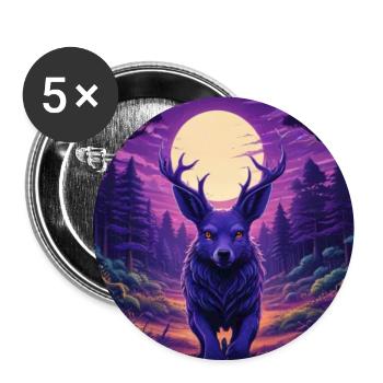 Mondlicht-Reh im Neonwald - Buttons mittel 32 mm (5er Pack) - Weiß - Vorne