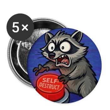 Mème de l’autodestruction des ratons laveurs - Lot de 5 moyens badges (32 mm) - blanc - Devant