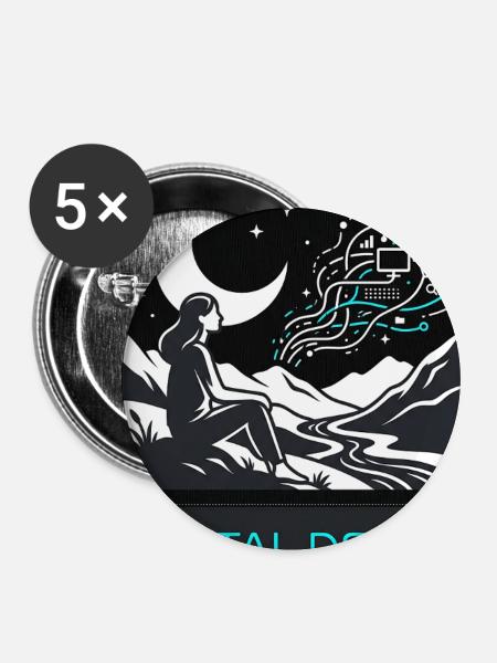 Digital Detox Nature - Buttons mittel 32 mm (5er Pack) - Weiß