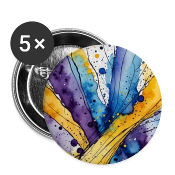 Water Colour Swirl Blue Yellow Purple - Buttons medium 1.26"/32 mm (5-pack) - white - Front