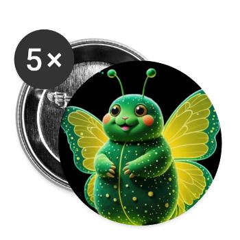 Grünleuchter Schmetterling  - Buttons mittel 32 mm (5er Pack) - Weiß - Vorne