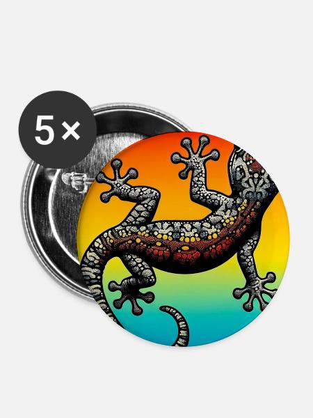 Gecko - Buttons mittel 32 mm (5er Pack) - Weiß