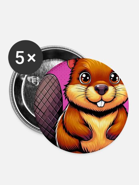 Bieber - Buttons mittel 32 mm (5er Pack) - Weiß
