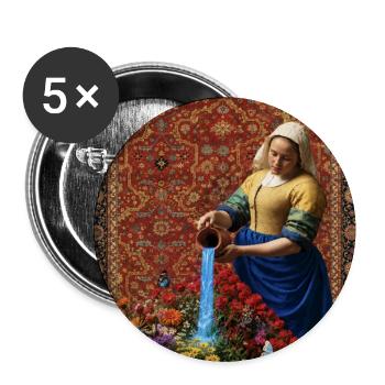 Renaissance-Dame streut Blumen - Buttons mittel 32 mm (5er Pack) - Weiß - Vorne