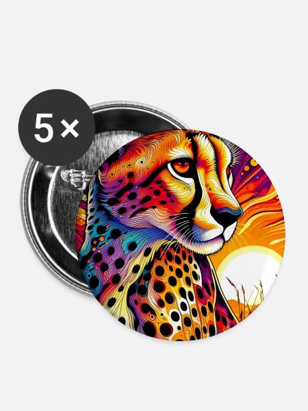 Gepard - Buttons mittel 32 mm (5er Pack) - Weiß
