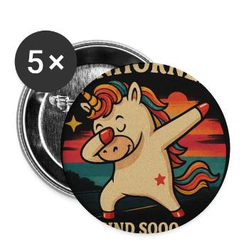 Einhörer Magischer Dabbing-Unicorn - Buttons mittel 32 mm (5er Pack) - Weiß - Vorne