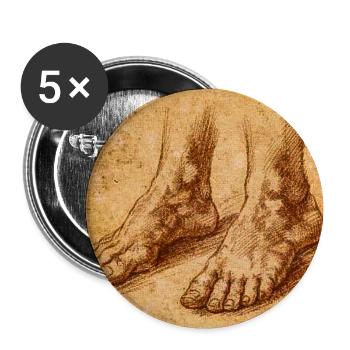 Antique Feet Drawing - Buttons medium 1.26"/32 mm (5-pack) - white - Front