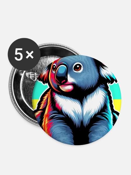 Koala - Buttons mittel 32 mm (5er Pack) - Weiß
