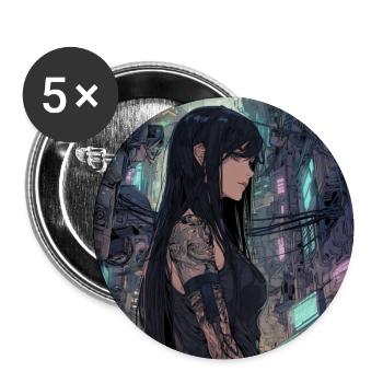 Cybernoir Diva in the Neon Jungle - Buttons medium 1.26"/32 mm (5-pack) - white - Front