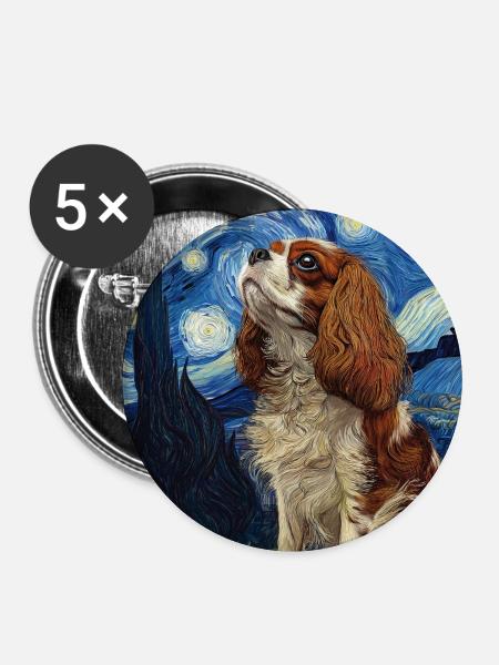 Cavalier King Charles Spaniel - Buttons mittel 32 mm (5er Pack) - Weiß