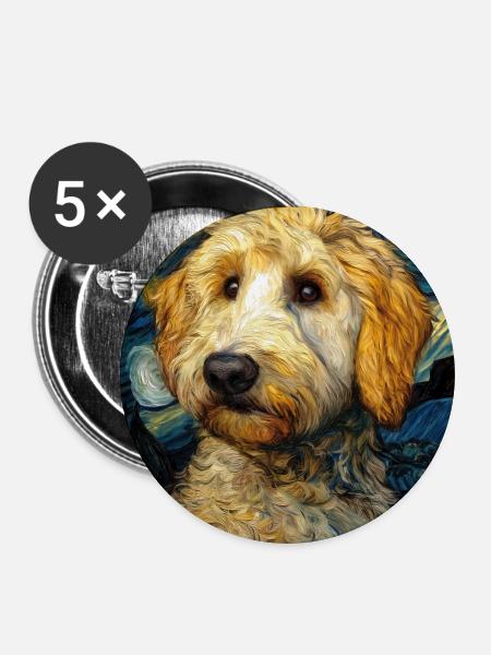 Havaneser - Buttons mittel 32 mm (5er Pack) - Weiß