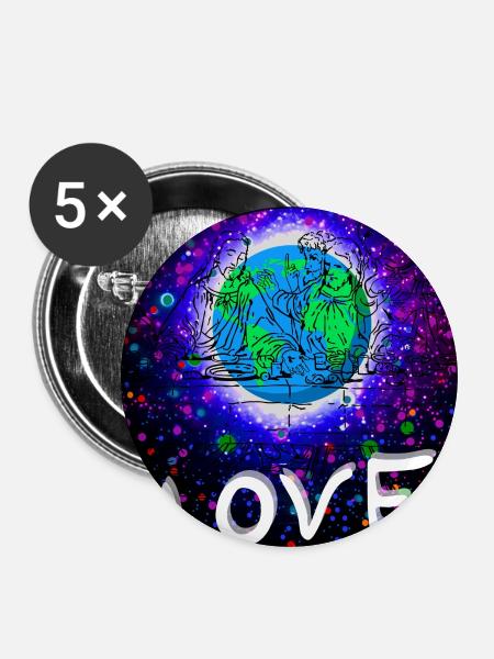 Liebe Kosmos Farbexplosion - Buttons mittel 32 mm (5er Pack) - Weiß