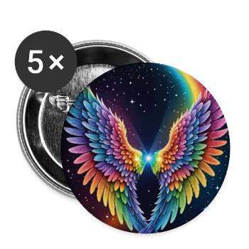 Regenbogenflügel Herz im All - Buttons mittel 32 mm (5er Pack) - Weiß - Vorne