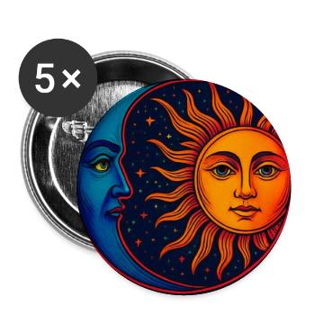 Soleil et Lune Prisme Néon - Lot de 5 moyens badges (32 mm) - blanc - Devant