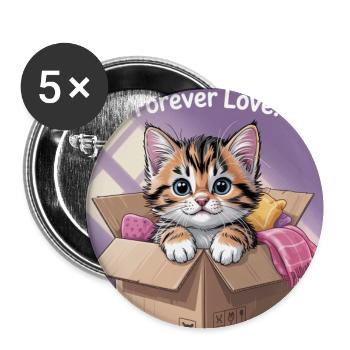 Forever Home Kitten in Box - Buttons medium 1.26"/32 mm (5-pack) - white - Front