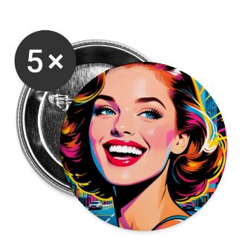 Pop Art Portrait 60er Jahre - Buttons mittel 32 mm (5er Pack) - Weiß - Vorne