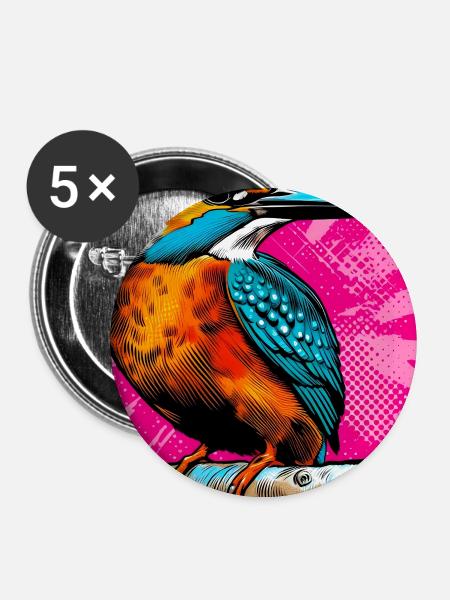Eisvogel - Buttons mittel 32 mm (5er Pack) - Weiß