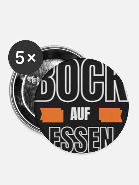 Bock auf Essen - Buttons mittel 32 mm (5er Pack) - Weiß