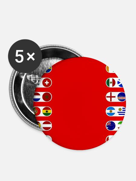 Internationale Flaggen-Collage - Buttons mittel 32 mm (5er Pack) - Weiß