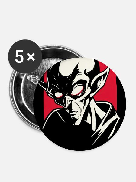 Vampir Nosferatu - Buttons mittel 32 mm (5er Pack) - Weiß