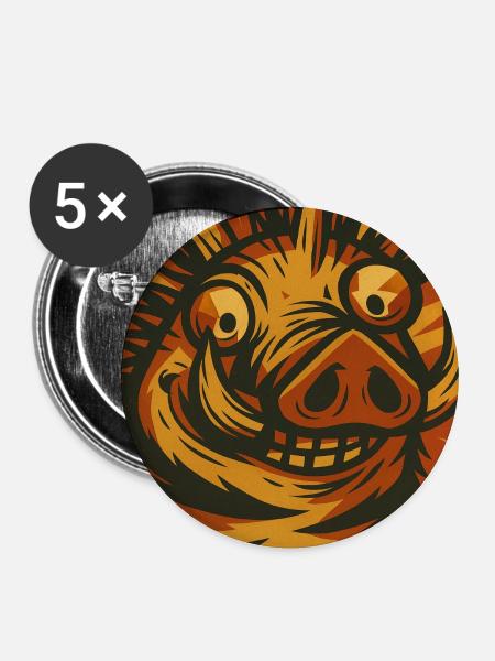 Wildsau in Retro Sonne - Buttons mittel 32 mm (5er Pack) - Weiß