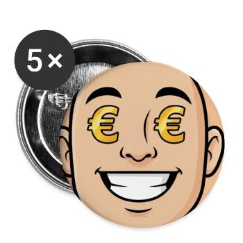 Euro Eyes Money Smile - Buttons medium 1.26"/32 mm (5-pack) - white - Front