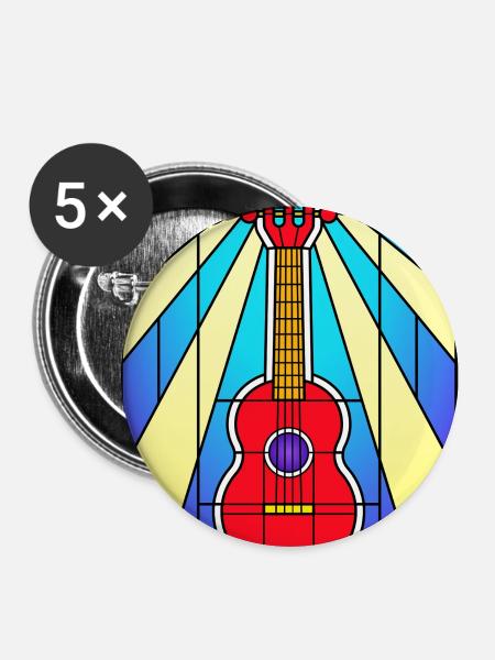 Buntglas-Akustikgitarre - Buttons mittel 32 mm (5er Pack) - Weiß