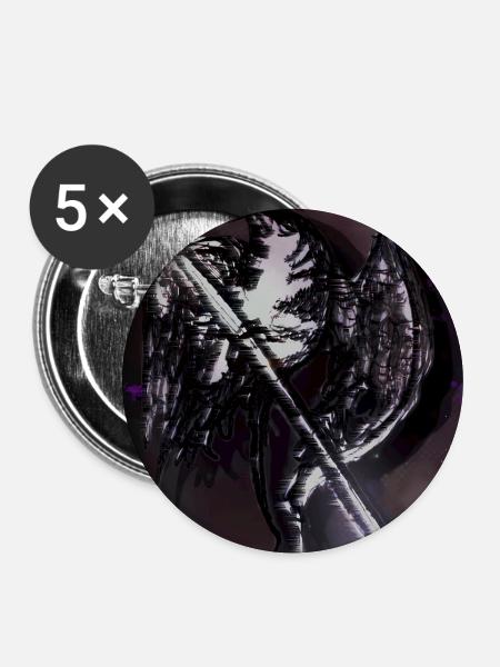 Void Guardian Dunkle Fantasy Kosmische Dämonen-Grafik - Buttons mittel 32 mm (5er Pack) - Weiß