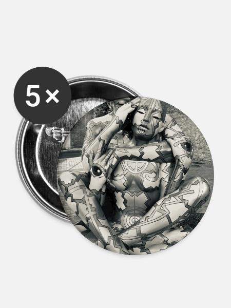 Duo-Körpergeometrie - Buttons mittel 32 mm (5er Pack) - Weiß