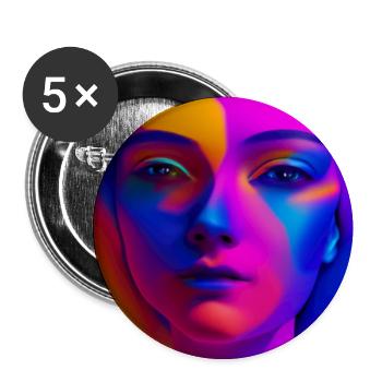 Neonfarbenes Farbporträt - Buttons mittel 32 mm (5er Pack) - Weiß - Vorne
